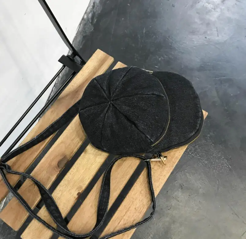 Black Мозаика из джинсовой ткани в Корейском стиле милая шапка сумка перекинул сумка - Цвет: Black
