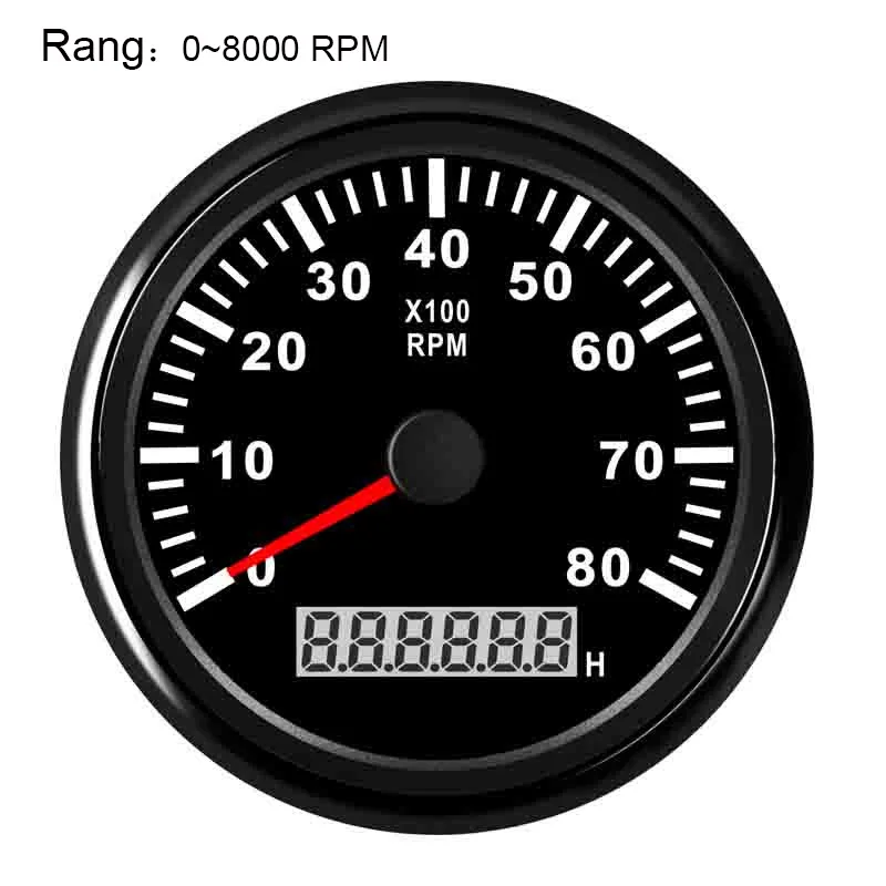 85 мм Тахометр Водонепроницаемый автомобиля судовой тахометр с счетчик моточасов 6000/8000/9990 об/мин датчик выбрать - Цвет: Black  8000 RPM