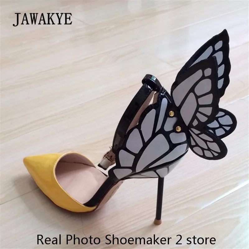 

2018 Runway High Heel Shoes Woman Pointed Toe Butterfly Wing Pumps Women Sexy Party Shoes