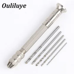 Mini perceuse à main en aluminium de haute qualité avec mandrin sans clé + foret hélicoïdal 10 pièces, outils rotatifs pour le travail du bois et les bijoux 