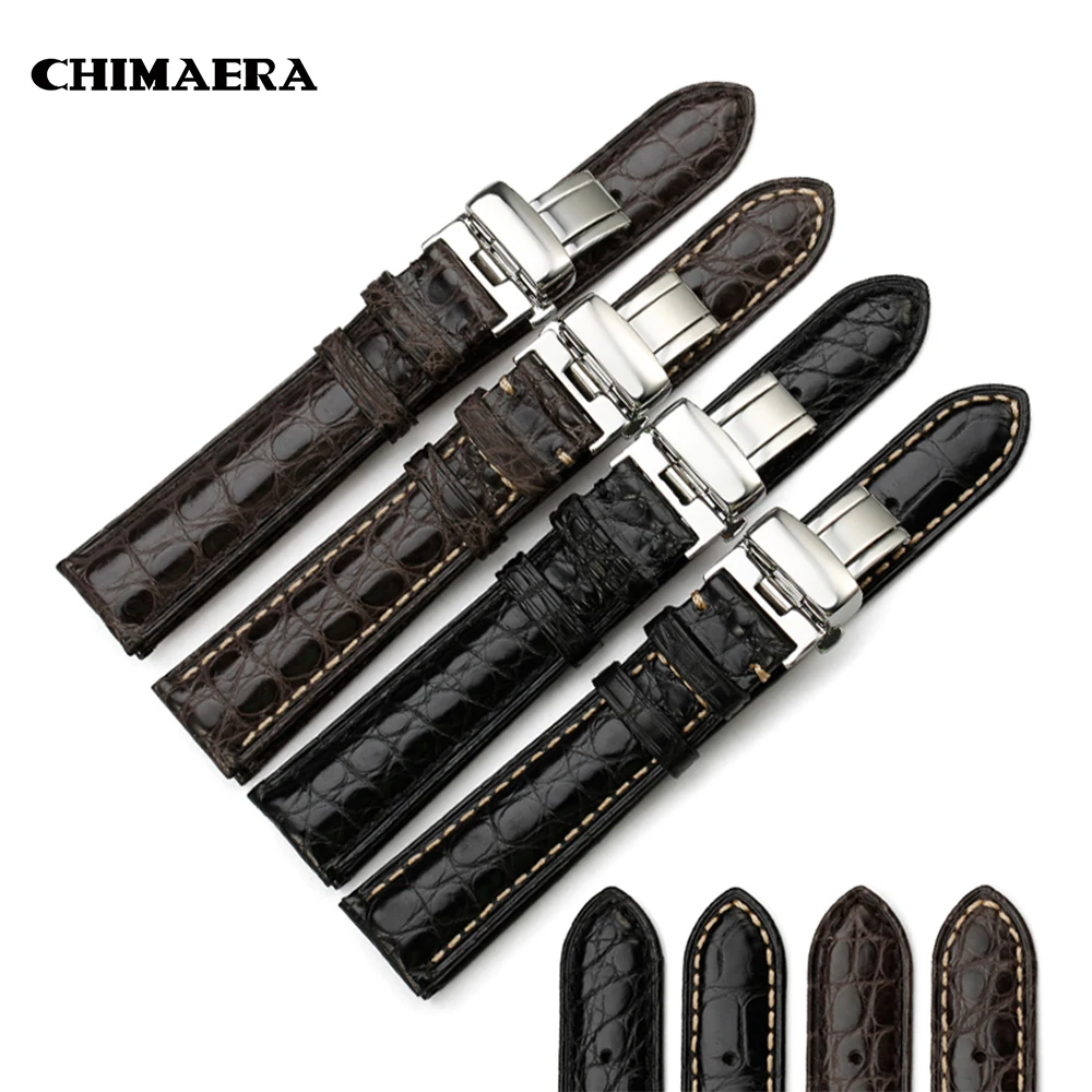 CHIMAERA Ремешки для наручных часов ремешок 18 мм 22 мм кожа черный коричневый Аллигатор зерна браслетная застежка