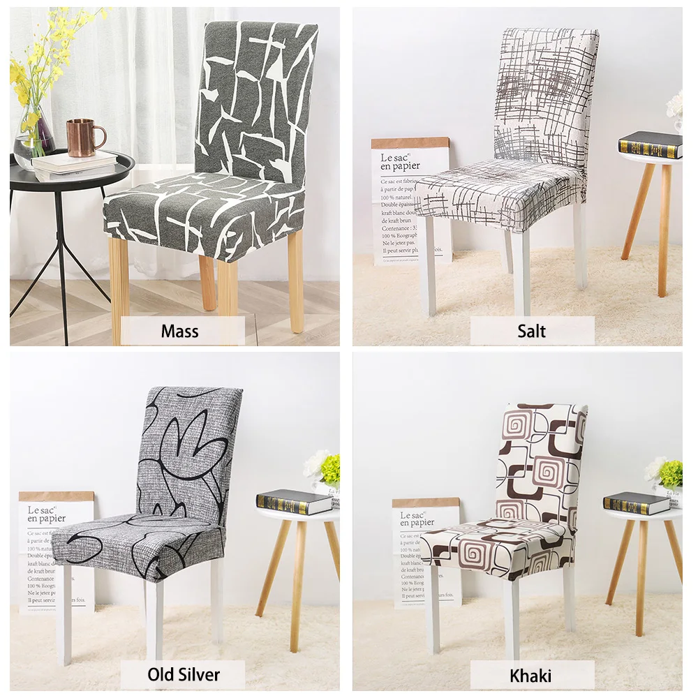 Dining Chair Cover Spandex Universal Printed Kitchen Removable Seat Cover for Banquet Restaurant Party Chair Slipcover 1PC