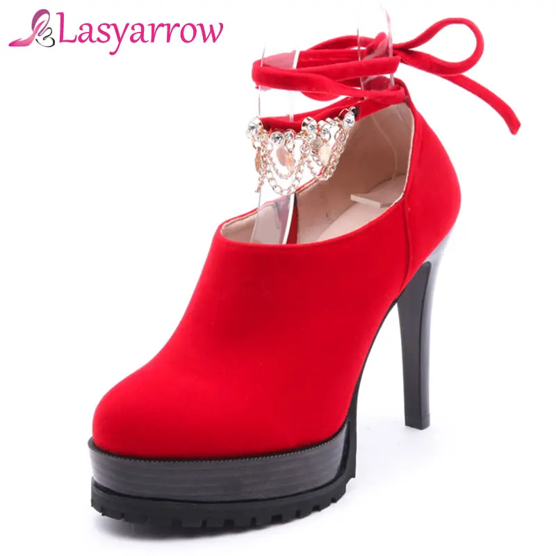 

Lasyarrow Brand Women Pumps Fashion Female Ankle Strappy High Heels Women's Wedding Pumps Ladies Shoes Platform Roman RM198