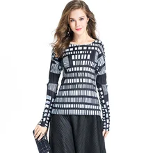 Miyake модная черная футболка с длинными рукавами и круглым вырезом