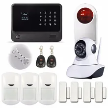 Teclado táctil G90B WIFI GSM Casa de Seguridad del Sistema de Alarma Antirrobo con Control de APP Ip Sirena de Flash Inalámbrico Sensor de Humo