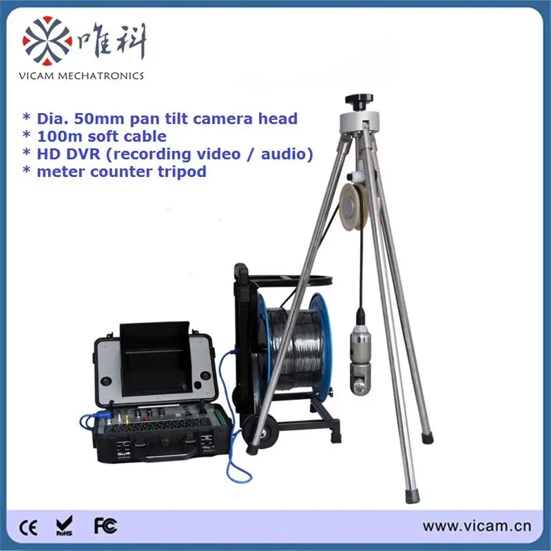 360 degree rotation 100m cable underwater borehole manhole water well