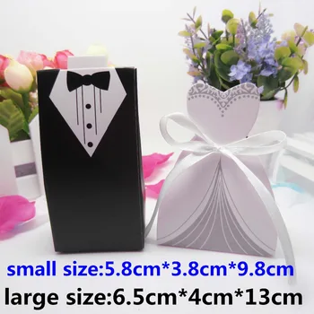

100pcs/lot Hot Sale Large Size Bride and Groom Box Wedding Favor Candy Box wedding decoration wedding invitation party supplies