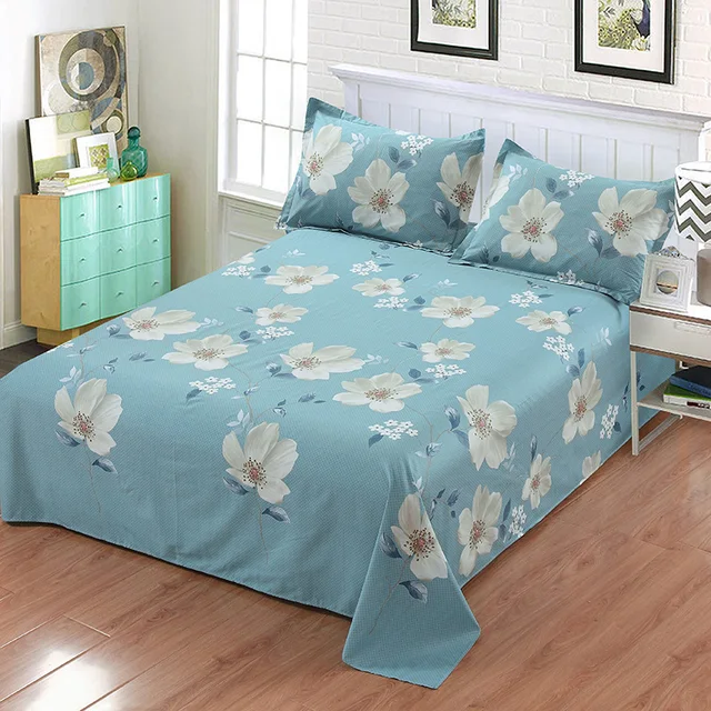 Light Green And Elegant White Print 3Pcs Bedding Set 100 Cotton Cover
