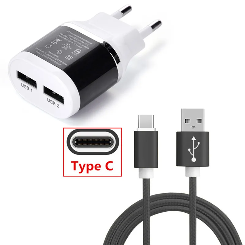 

1M Type C usb Cable For samsung galaxy s9 s10 Xiaomi mi a1 8 Huawei P20 Lite honor 9 One Plus 5t LG Q6 V30 EU Wall plug Charger