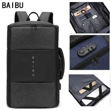 BAIBU, мужской рюкзак, вместительный, 15,6, 17 дюймов, рюкзак для ноутбука, многофункциональный, usb зарядка, дорожная сумка, унисекс, повседневный школьный рюкзак