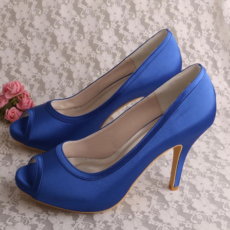 Женские вечерние туфли на высоком каблуке с открытым носком; Цвет Синий - Цвет: Синий