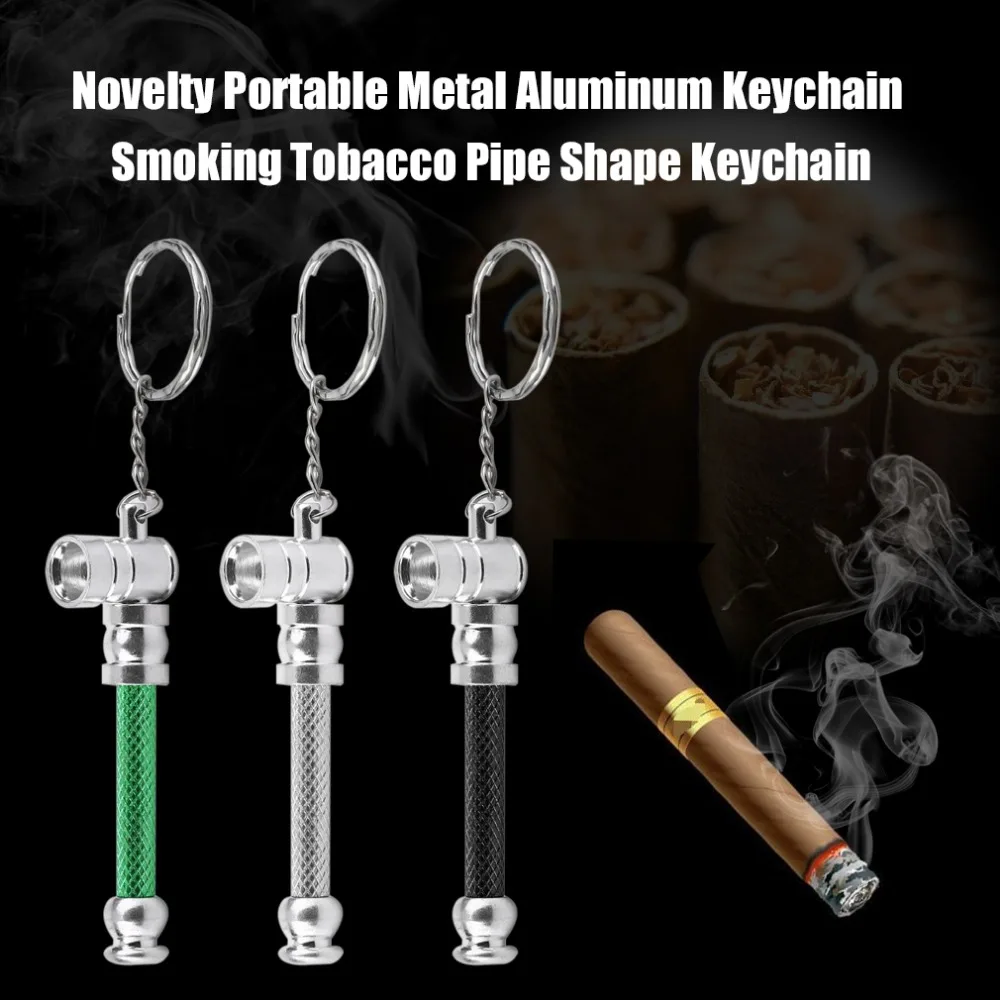 Novelty Design Portable Metal Aluminum Keychain Smoking Tobacco Pipe