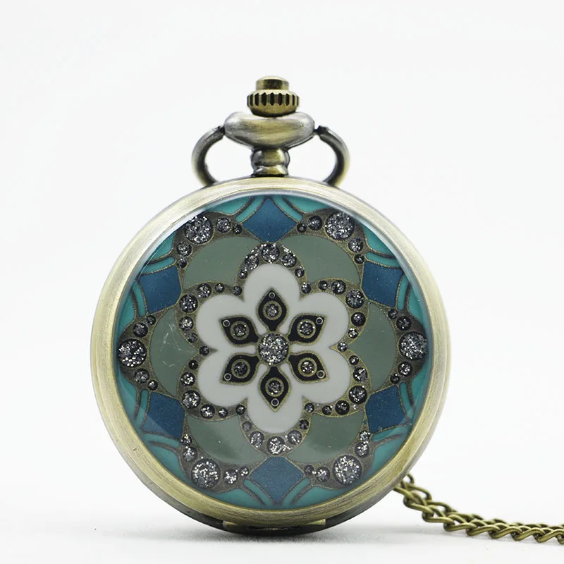 Роскошные Модные Винтажные Элегантные керамические цветы антикварные карманные часы Fob ожерелье для мужчин и женщин подарок