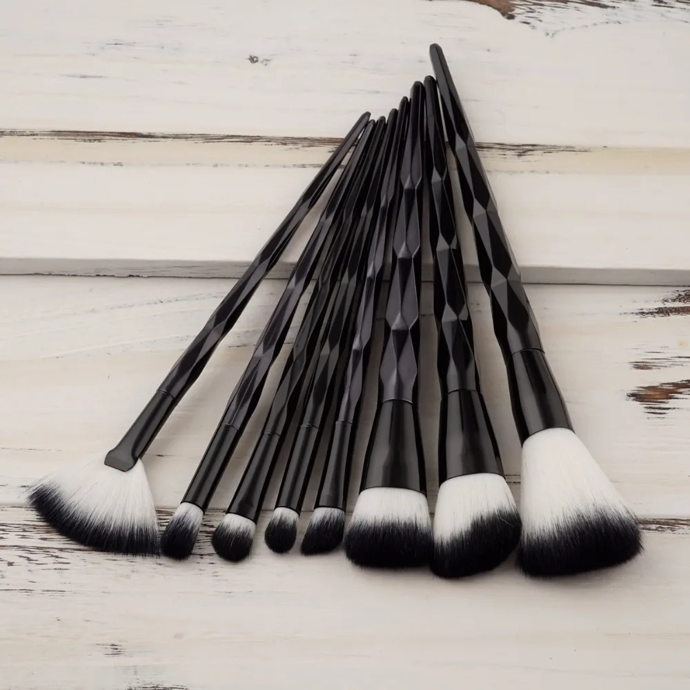 

AT FASHION 8pcs Diamond Handle Makeup Brush Set Powder Foundation Blush Eyebrow Eyeshadow Face Brushes Make up Tools Kits