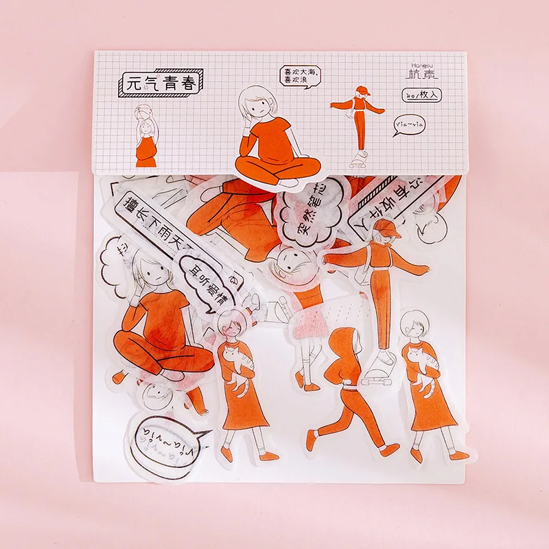 40 PCS / lot Creative Little Person Handbook Diy Material and Paper Sticker Pack Salt Girl Diy Handbook Diary Sticker