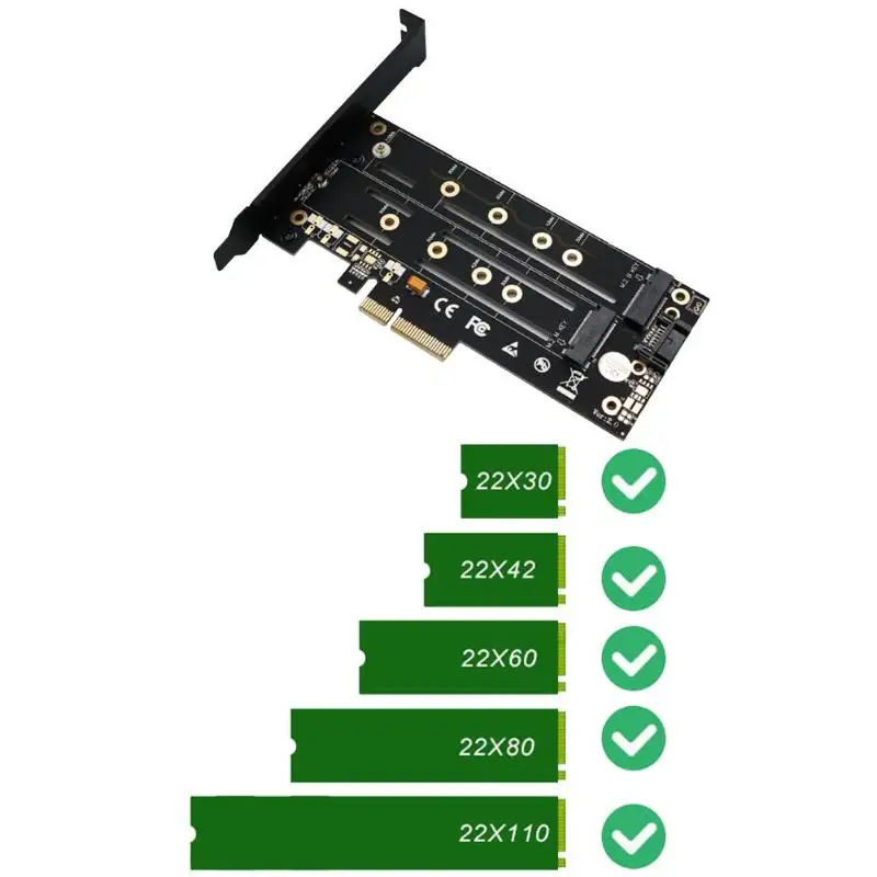 ALLOYSEED M.2 Накопитель SSD с протоколом NVME NGFF к PCIE3.0 X4 4X адаптер M ключ B ключ двойной интерфейс карты PCI-E3.0 двойной напряжения с радиатором