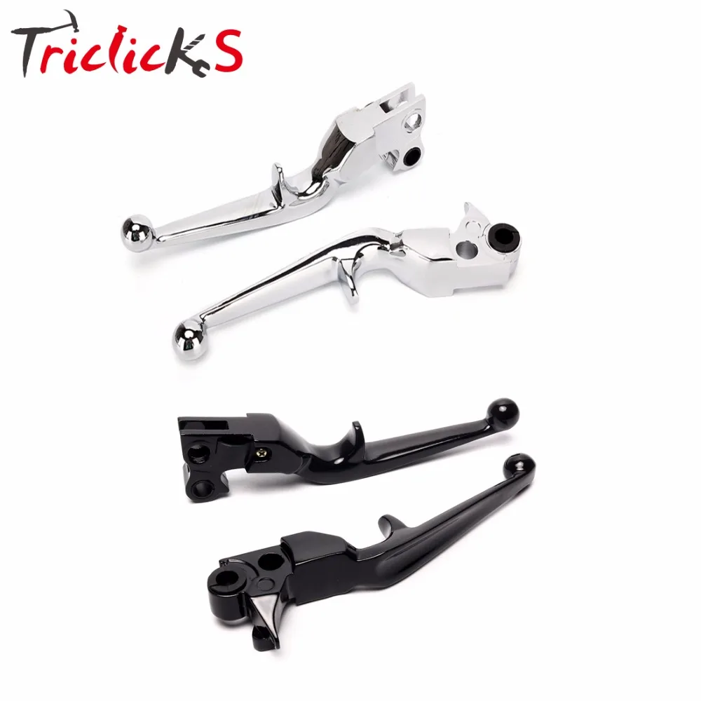 Triclicks Motorcycle Black Hand Levers Clutch Brake Lever Handlebar For Harley Sportster 883 1200 Softail Dyna Road King Touring motorcycle adjustable brake clutch levers case for harley touring sportster cvo road street glide xl 883 1200 2014 2017