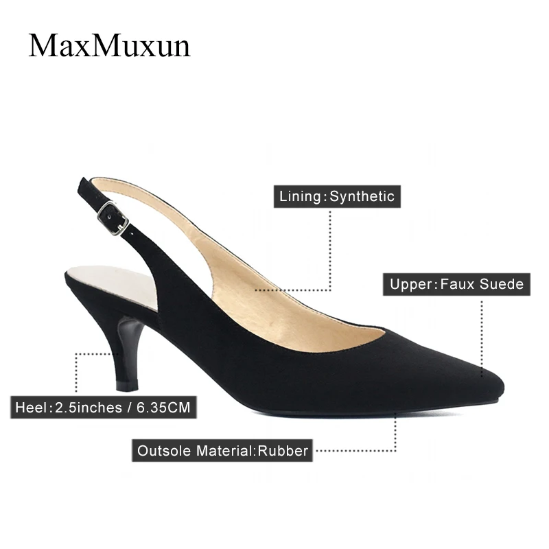 Женские классические туфли MaxMuxun на высоком каблуке с острым носком лодочки