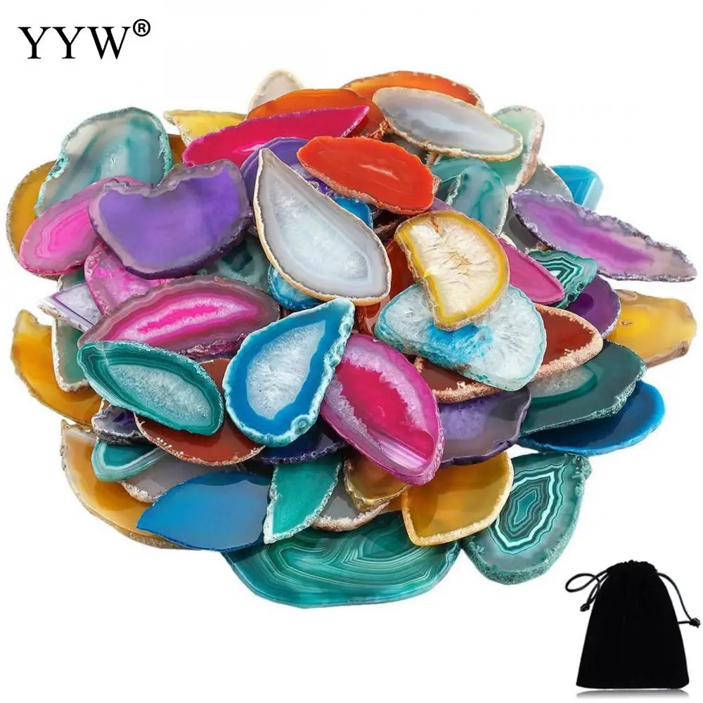5pcs Natural Onyx Charms Pendants Hole Multi Colorful Slice Irregular Natural Agat Crystal Stone Quartz Wholesale Place cards