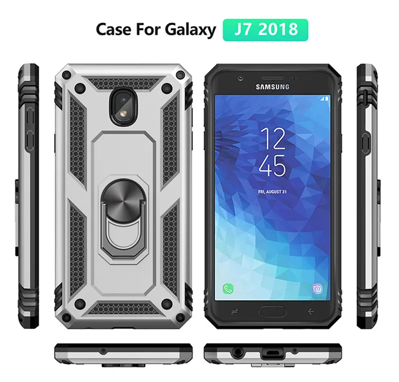 Противоударный защитный чехол из ПУ силикона для Samsung s10 с магнитным кольцом J3 J7