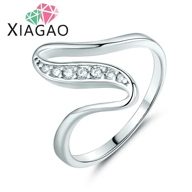 XIAGAO бренд X форма уникальное витое простое кольцо для женщин среднее кольцо Кристалл CZ обручальное кольцо ювелирные изделия XGR116