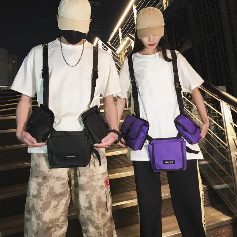 

Hip Hop Detachable Waist Belt Packs Unisex Nylon Multi-pockets Chest Bags Tactical Chest Rig Vest Wait Packs Bum Bag 2019 New