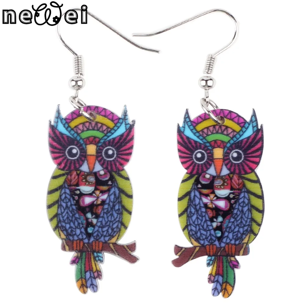 Bonsny Drop Owl Earrings Long Dangle Earrings Acrylic News Novelty
