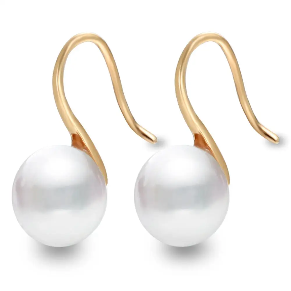 

New fashion simple simulation pearl earrings Golden Silver Color Stud Earrings quality bride earrings jewelry wholesale