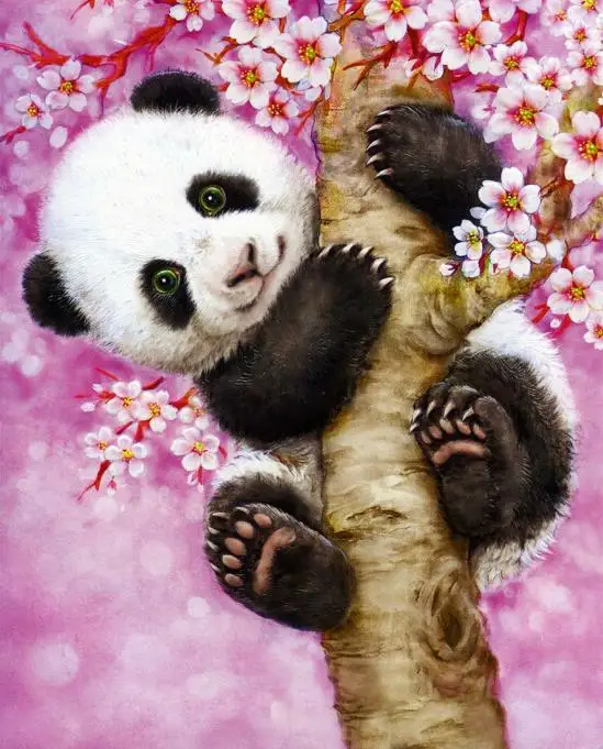 Panda climbing a tree picture cross stitch Needlework diamond mosaic Full embroidery Diy 5D Painting Home Decor | Дом и сад