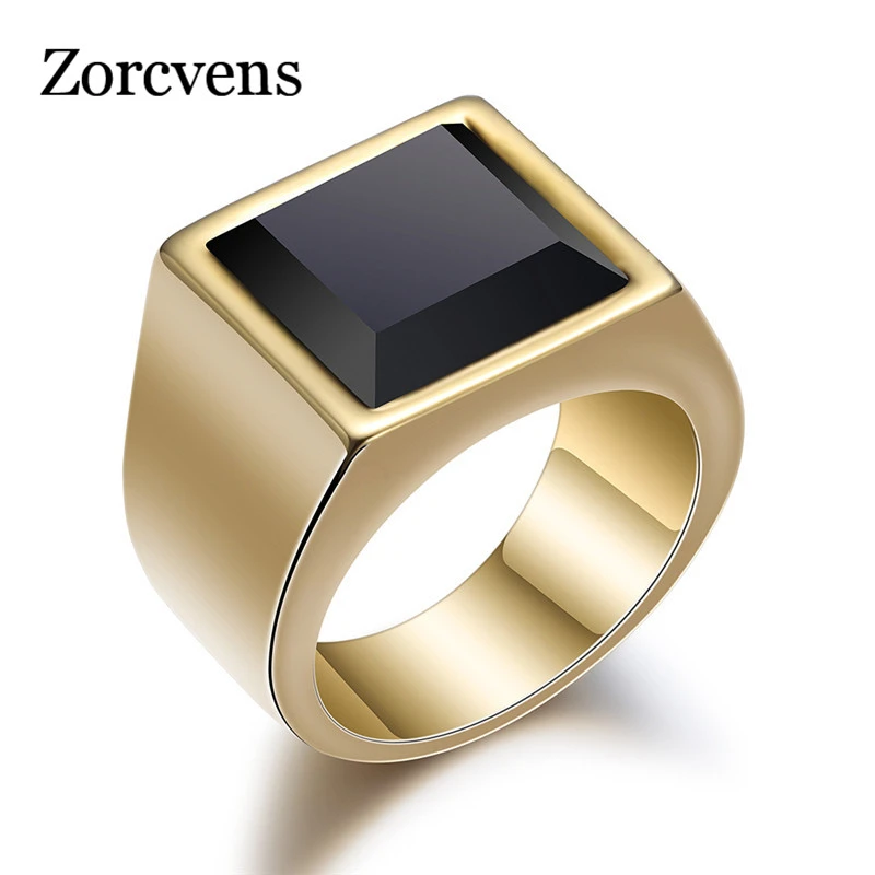Zorcvens Black Stone Rings Mens Gold Silver Color Aaa Cz Stone Wedding Ring For Men Vintage Stainless Steel Jewelry Wholesale Rings Aliexpress