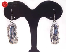 

Big 8*22mm Black Baroque Natural freshwater pearl dangle earring Hook-ear446 wholesale/retail Free shipping