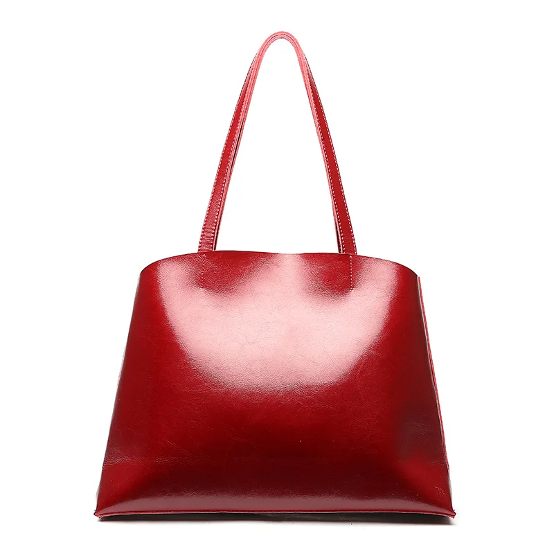 SUNNY SHOP, американская стильная винтажная большая сумка-тоут, А4,, натуральная кожа, сумочка, кошелек, брендовая дизайнерская, простая сумка на плечо - Цвет: Wine Red