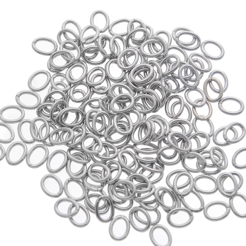 

LASPERAL 100PCs Stainless Steel Oval Open Jump Rings Split Ring For Jewelry Making Hand Made Craft DIY Bright Silver Tone 6x8mm