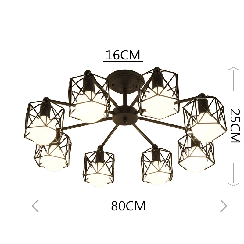 Винтажные люстры с несколькими стержнями из кованого железа, потолочный светильник E27, лампа для гостиной, лампы для домашнего освещения - Цвет абажура: 1836-8 light