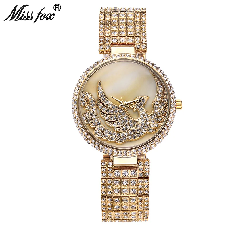 Goede Miss Fox Phoenix Luxe Horloge Vrouwen Strass Waterdicht Relojes Mujer 2017 Vrouwelijke Top Merk Sobretudo Feminino Golden Klok
