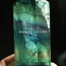 Xd j00175 Большой Зеленый/Пурпурный Пластинчатые Полосы Флюорит Кварцевый Точка w Радуга