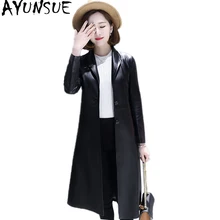 AYUNSUE Осенняя Женская куртка из овечьей кожи Пальто Куртки из натуральной кожи Длинный плащ жакет Женская верхняя одежда KQN27551