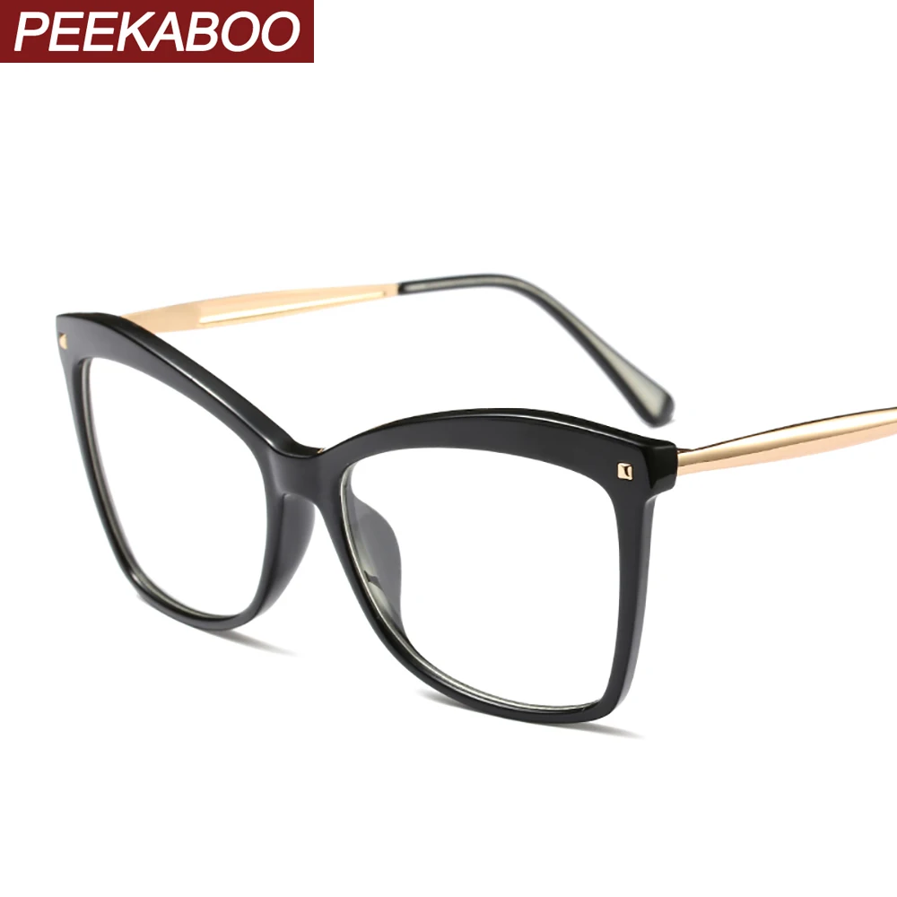 

Peekaboo decoration cat eye glasses frames for women black blue leopard retro eyeglasses optical clear lens accessories