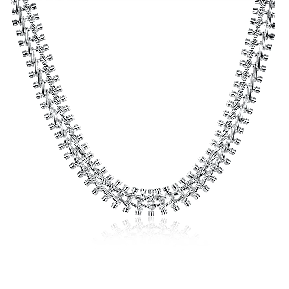 Fishbone Necklace 18 Inch Fashion Water Drop Silver Rolo Necklace 925 Sterling Silver Chain Fishbone Necklace 18 Inch Fashion Water Drop Silver Rolo Necklace 925 Sterling Silver Chain