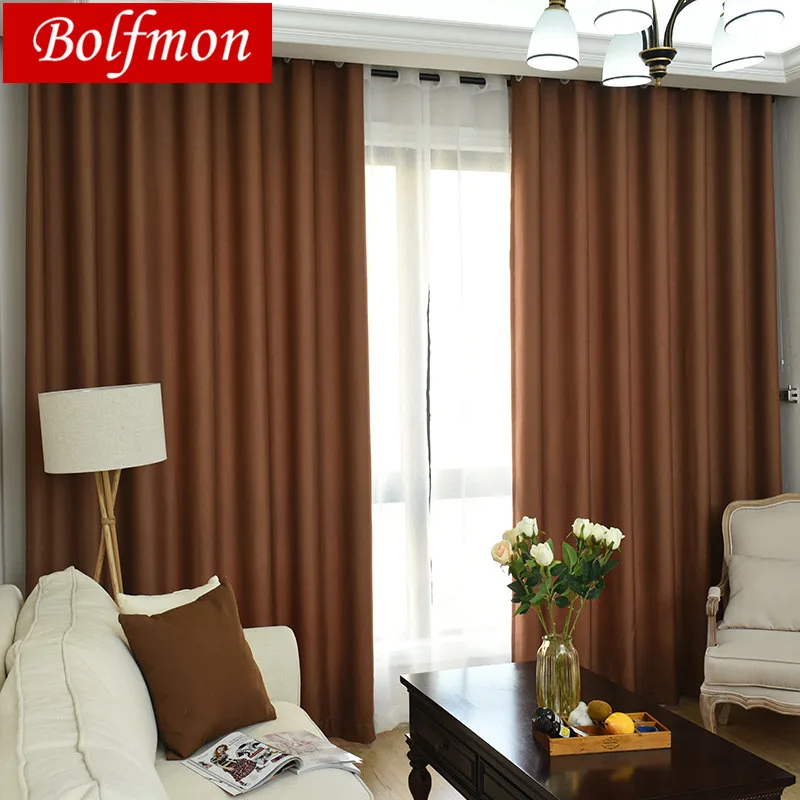 

Latest 4 colors coffee 70%-85% shading modern style solid faux plain linen Blackout curtain for living room window custom made