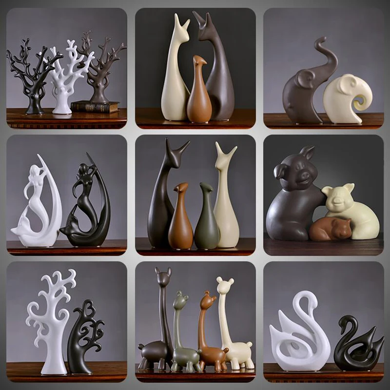 Modern Ceramic Small Ornaments Crafts Home Livingroom TV Cabinet Accessories Decoration Hotel Office Desktop Figurines Craftwork