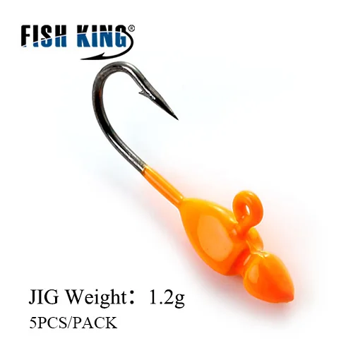 Рыбы король 5 шт./упак. 1g 1,2g 1,7g 4 цвета ловля джиг-головки крюк Жесткий металлическая приманка для рыбы блесна Айс джиг воблер(Wobbler) Lead Jig fishinghooks - Цвет: 103-1.2g-009