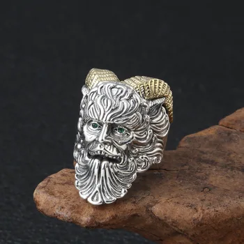 

Wholesale S925 Sterling Silver Retro Thai Silver Ring Jewelry Priest Paine Domineering Trend Personality Open Ended Men's Ring