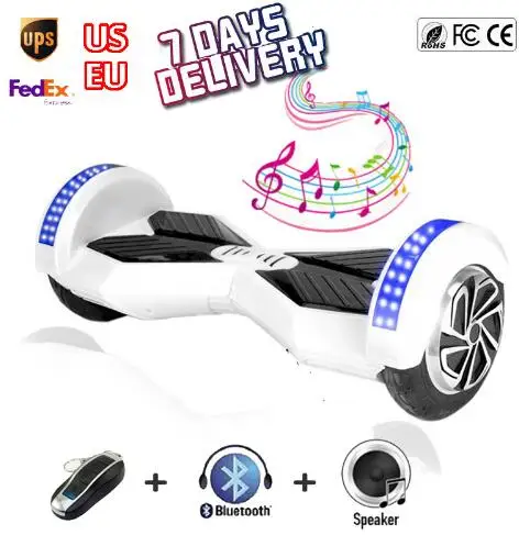 ul top Hover board 8 Inch Bluetooth Speaker LED Light 2 Wheel Scooter Self Balancing Scooter