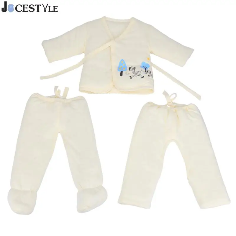 Jocestyle 3 шт. зимняя теплая одежда Нижнее Бельё для девочек комплект Колготки для новорождённых для новорожденных хлопковые утепленные Одежда для маленьких мальчиков и девочек От 0 до 1 года - Цвет: Цвет: желтый