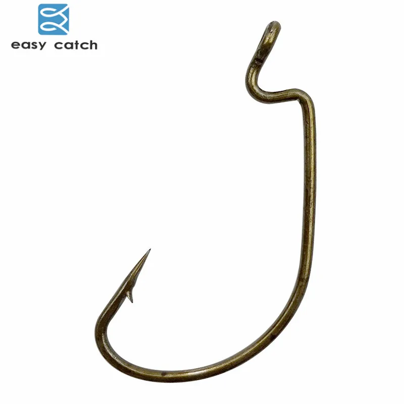 Easy Catch 25pcs 7316 Fishing Hooks Tea Color Offset Shank Extra Wide