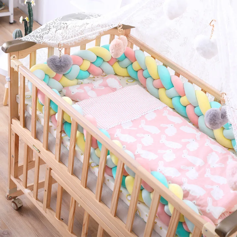  Four-color Baby Knot Bed 2.2M Baby Handmade Nodic Knot Newborn Bed Bumper Tour De Lit Bebe Tresse B
