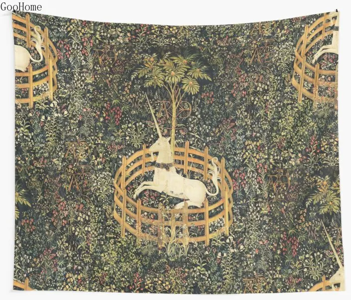 Единорог и готические Фэнтези Цветы цветочные мотивы настенный гобелен пляжное полотенце полиэфирное одеяло йога коврик-шарф