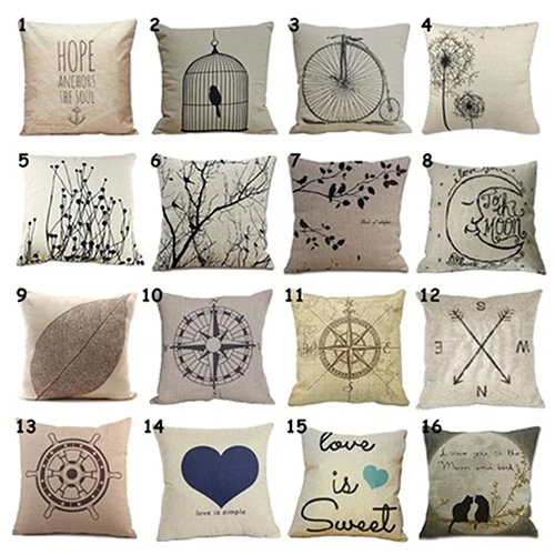 

2016 New Home Simple Casaul Beige Background Cotton Linen Pillow Cover Case Cushion
