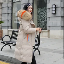 Корейская Длинная зимняя куртка, пальто, Модная тонкая хлопковая парка с капюшоном, куртка размера плюс, теплый женский свободный пуховик с несколькими карманами